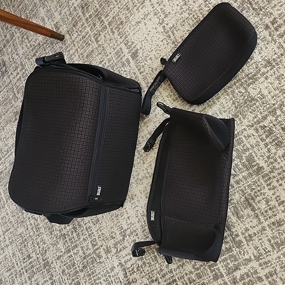 Built diaper bag and stroller bottle/diaper holder black
